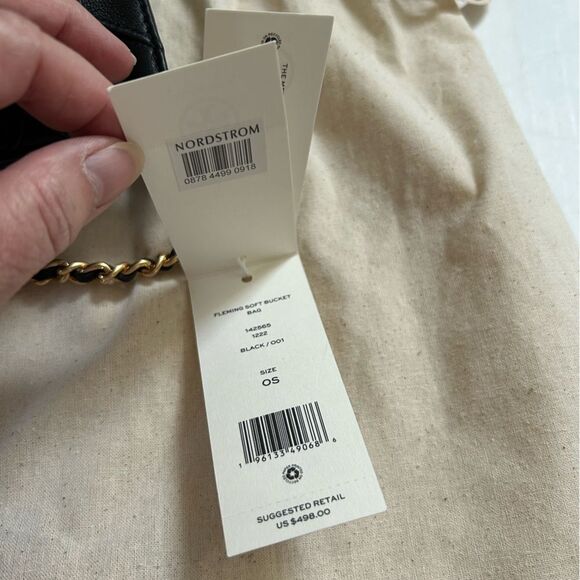 Tory Burch Fleming Black Quilted Soft Leather Bucket Bag NWT - Picture 6 of 11